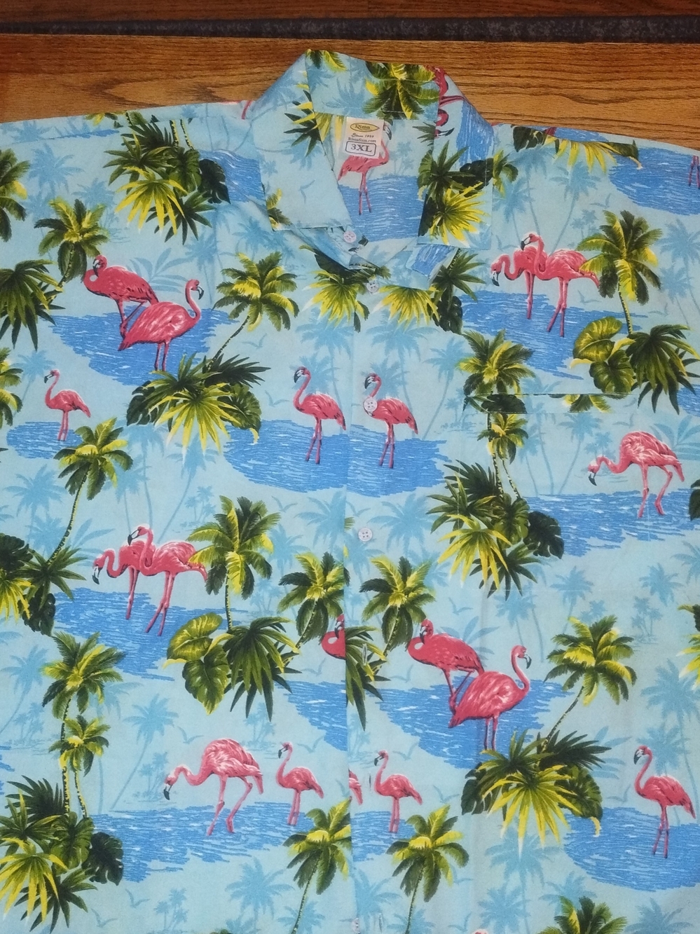 Rima Mens 3XL Flamingo Print Hawaiian Shirt